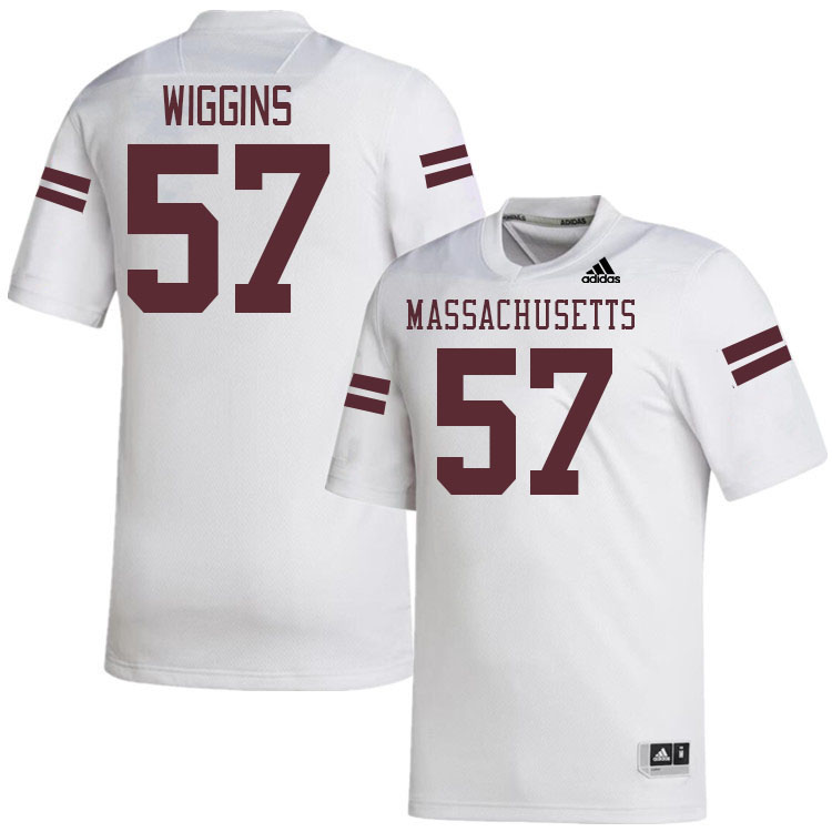 Massachusetts Minutemen #57 Jaden Wiggins College Football Jerseys Stitched-White